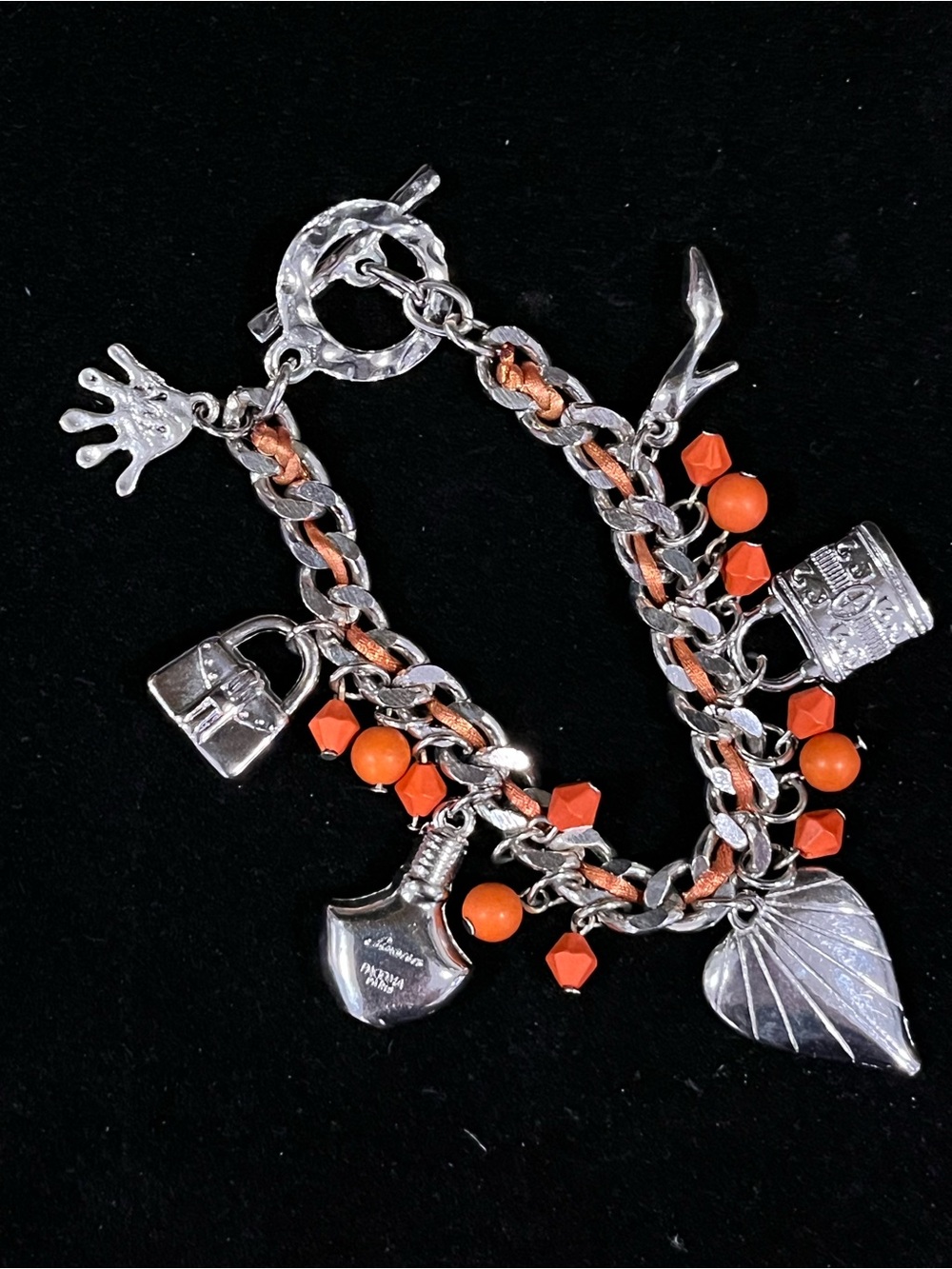 SWANN Paris Silver & Orange Charm Bracelet